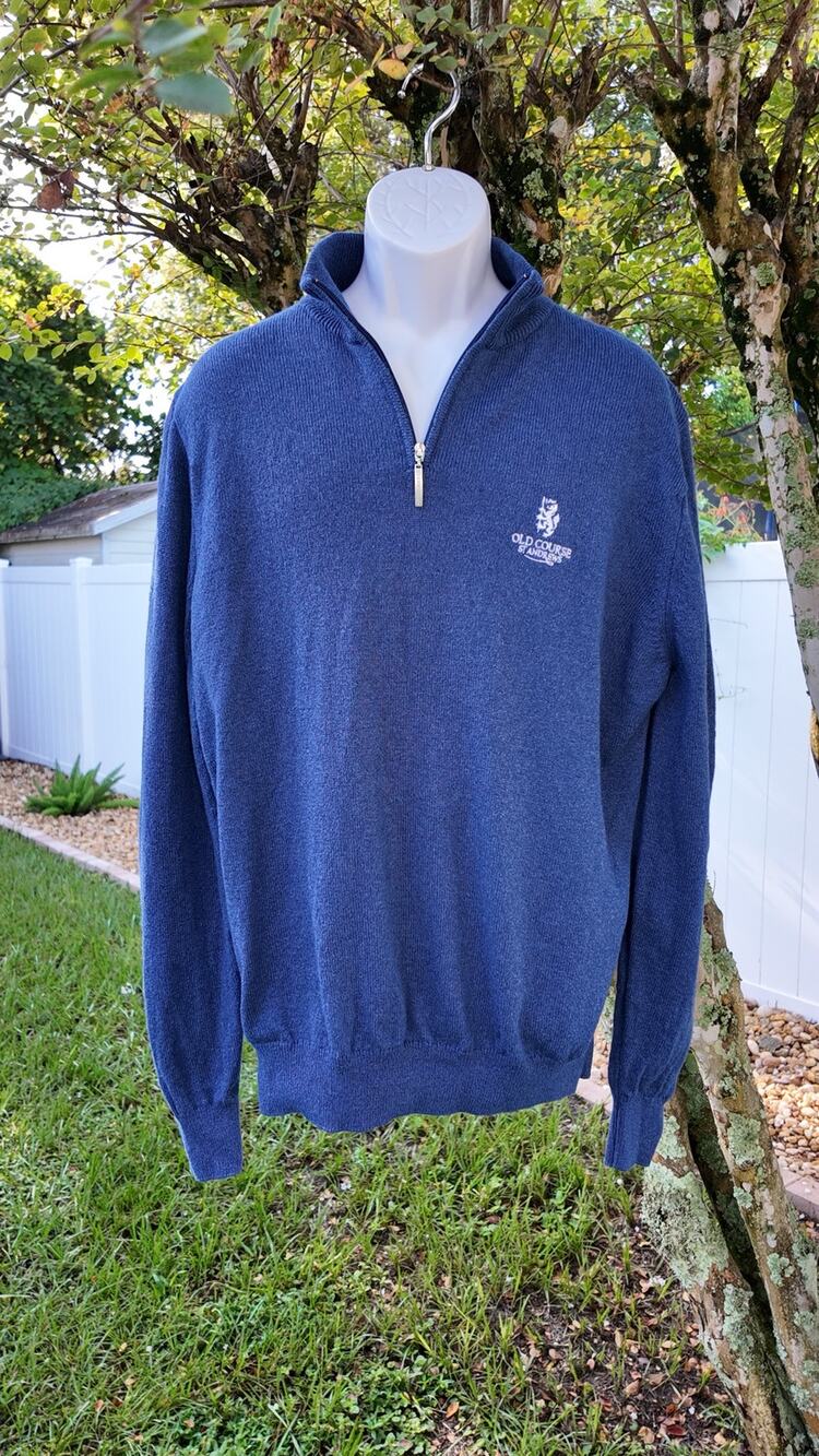 Glenmuir 1891 XL 1/4 Zip Merino Wool Sweater Old Course St Andrews Blue Golf